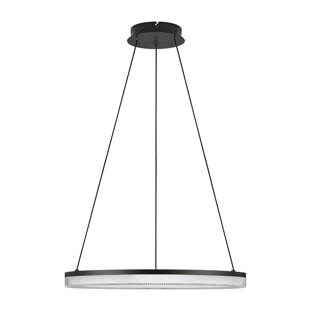 Mat črna aluminijasta LED zatemnitvena viseča svetilka s senčilom iz akrilnega stekla ø 60 cm Lonela