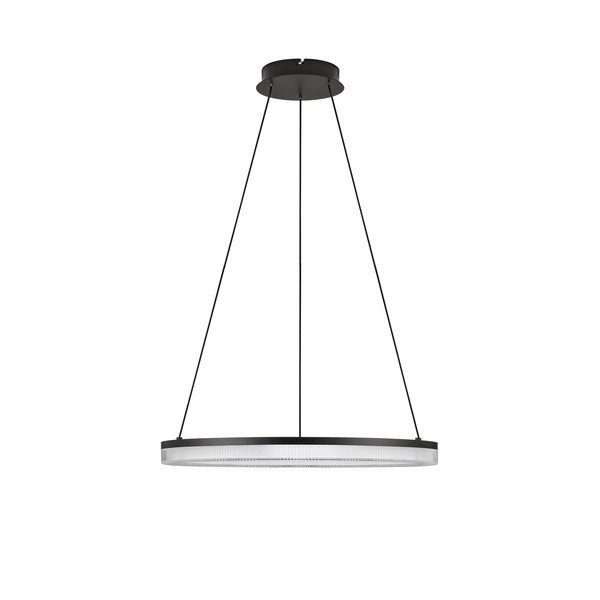 Mat črna aluminijasta LED zatemnitvena viseča svetilka s senčilom iz akrilnega stekla ø 60 cm Lonela – Nova Luce
