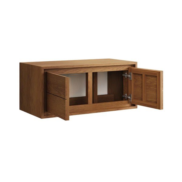 Rjava stenska omarica za pod umivalnik iz masivnega tika 90x40 cm Kenta – Kave Home-image-2