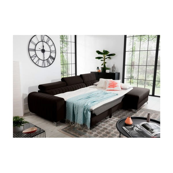 Temno rjava žametna raztegljiva/s prostorom za shranjevanje kotna sedežna garnitura (desni kot/z ležalnikom) Grayson – ELTAP-image-4