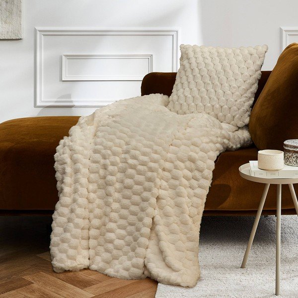 Slonokoščena odeja iz mikropliša 180x220 cm Frosty – douceur d'intérieur-image-1
