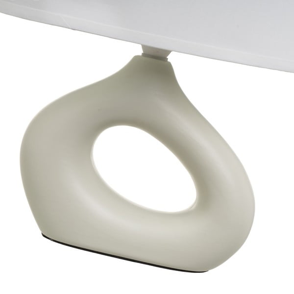 Belo-bež keramična namizna svetilka s tekstilnim senčilom (višina 30 cm) – Casa Selección-image-3