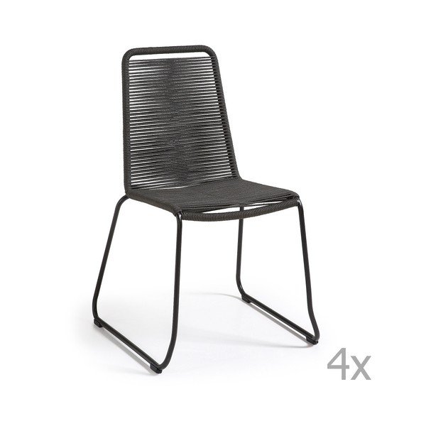 Komplet 4 temno sivih stolov La Forma Meagan