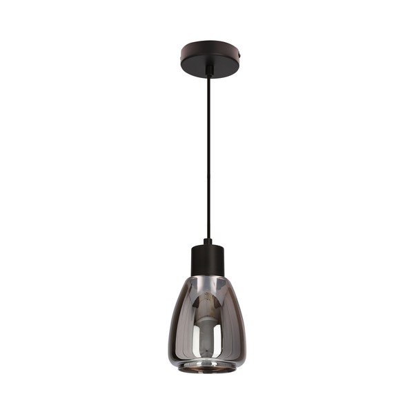 Črna viseča svetilka s steklenim senčilom ø 12 cm Moldo – Candellux Lighting