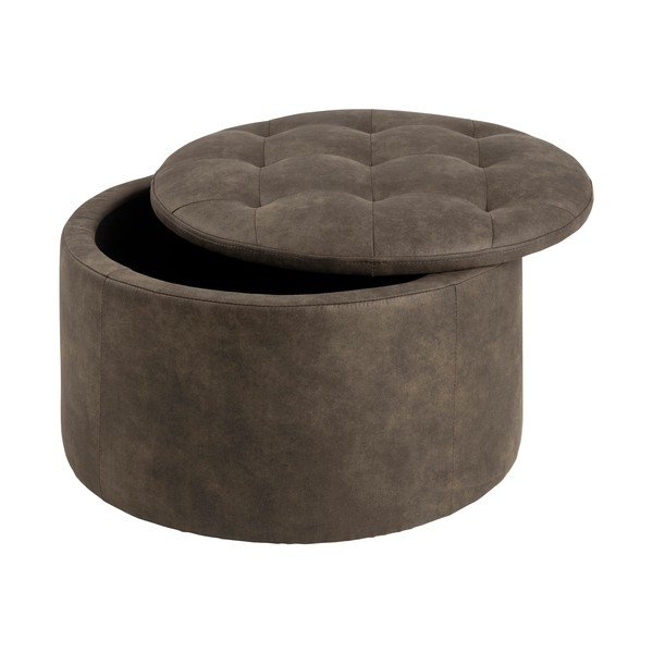 Olivno zelen puf v imitaciji usnja Actona Retina, ⌀ 60 cm-image-1