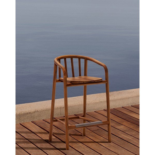 Vrtni barski stol iz masivnega lesa v naravni barvi Turqueta – Kave Home-image-1