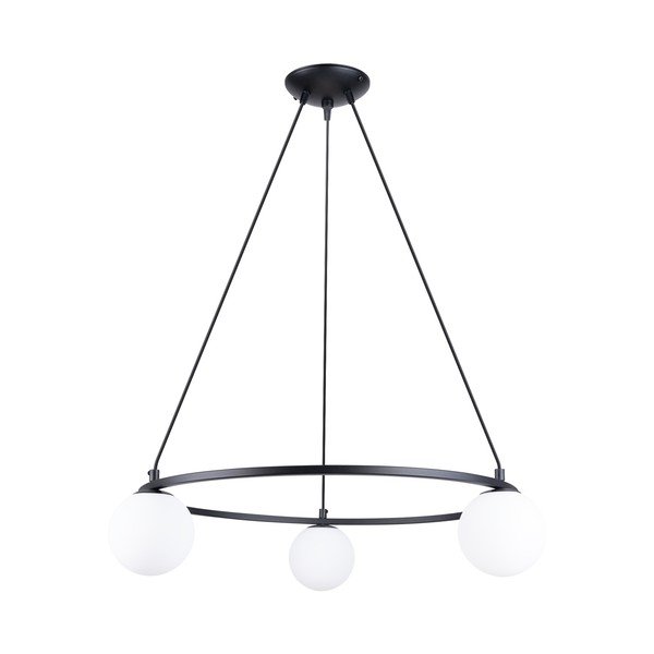 Črno-bela viseča svetilka s steklenim senčilom Umerta – Sollux