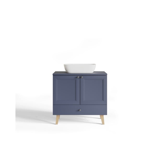 Nizka omarica brez umivalnika v temno modro-naravni barvi 80x76 cm Venezia - STOLKAR