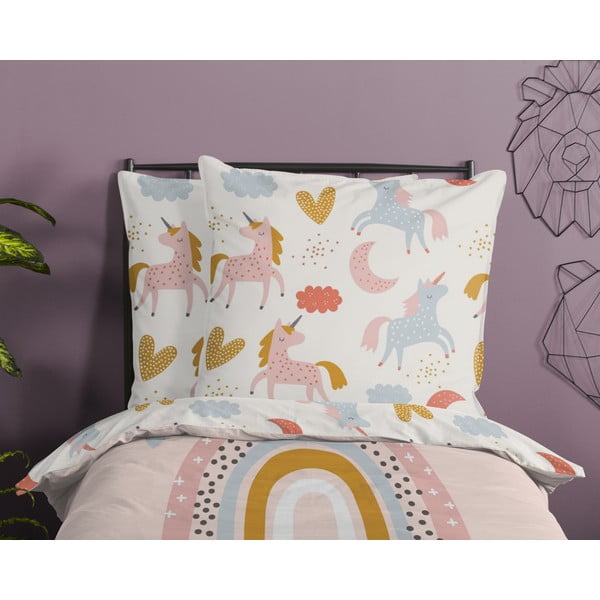 Rožnata enojna bombažna otroška posteljnina 140x200 cm Unilove – Good Morning-image-2