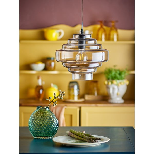 Rjava viseča svetilka s steklenim senčilom ø 27 cm Ilua – Bloomingville-image-1