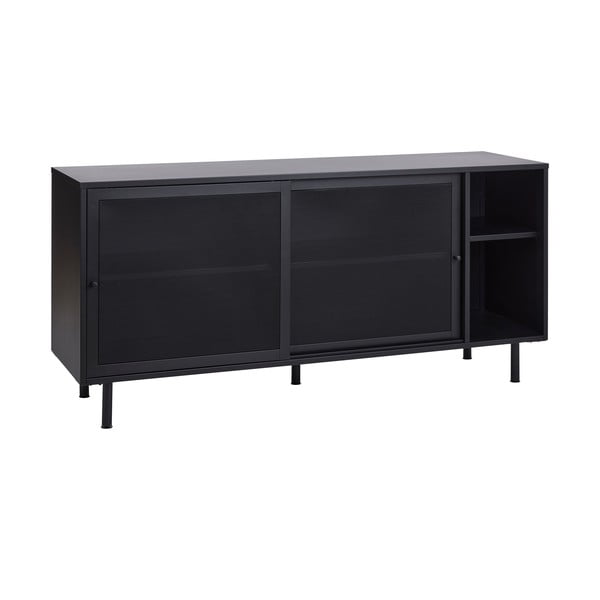Črna kovinska komoda z drsnimi vrati 160x75x46 cm Veep – Unique Furniture-image-4