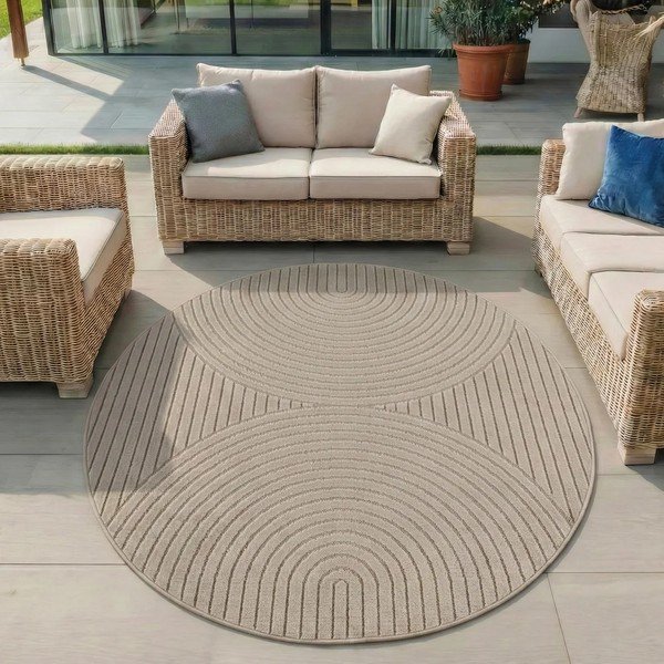 Bež okrogla notranja in zunanja preproga ø 120 cm Nova – Ayyildiz Carpets-image-1