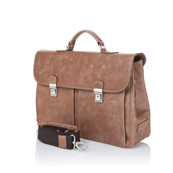 Konjak rjava moška aktovka iz telečjega usnja Ferruccio Laconi Brief-image-1