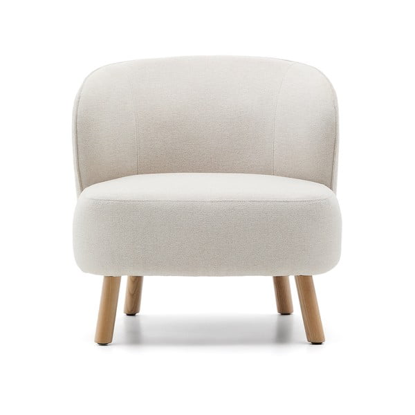 Kremno bel fotelj iz šenilje Ulit – Kave Home-image-2