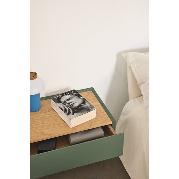 Zelena stenska nočna omarica v hrastovem dekorju Arista – Teulat-image-2