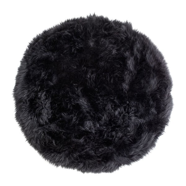 Črna preproga iz ovčje kože Royal Dream Zealand, ⌀ 70 cm