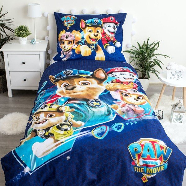 Temno modra otroška bombažna posteljnina Jerry Fabrics Paw Patrol, 140 x 200 cm-image-3