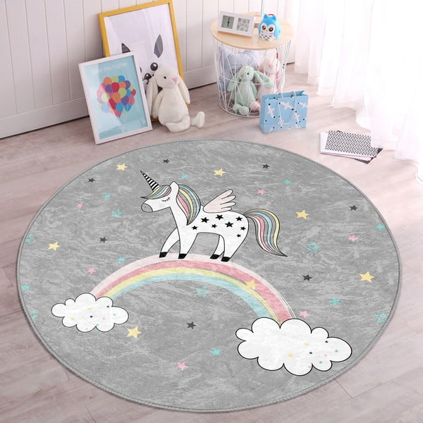 Siva otroška preproga ø 80 cm Comfort – Mila Home-image-4