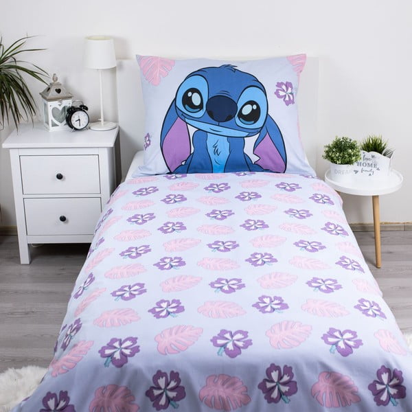 Modro-vijolična enojna bombažna otroška posteljnina 140x200 cm Lilo and Stitch "Cute" – Jerry Fabrics-image-2