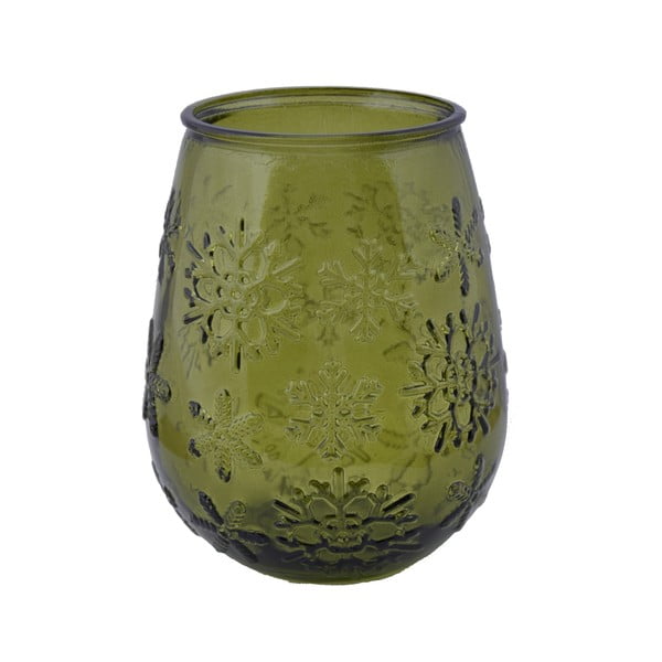 Zelena steklena vaza z božičnim motivom Ego Dekor Copos de Nieve, višina 13 cm