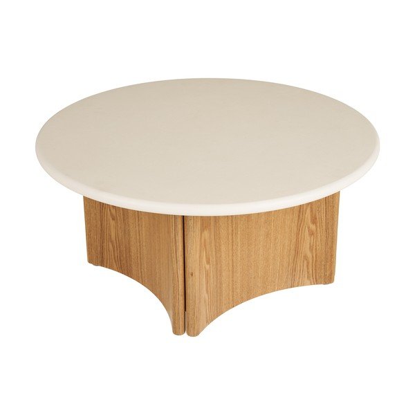 Bela/v naravni barvi okrogla klubska mizica z betonsko mizno ploščo ø 80 cm Motril – House Nordic