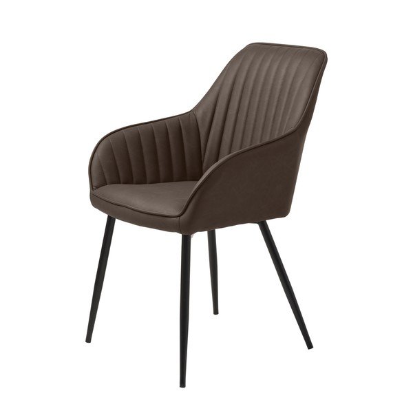 Temno rjav oblazinjen jedilni stol z nasloni za roke Melfort – Unique Furniture
