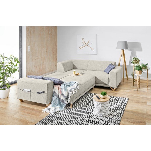 Bež raztegljiva/s prostorom za shranjevanje kotna sedežna garnitura (desni kot/v obliki črke L) Classy Sophie – Miuform-image-4