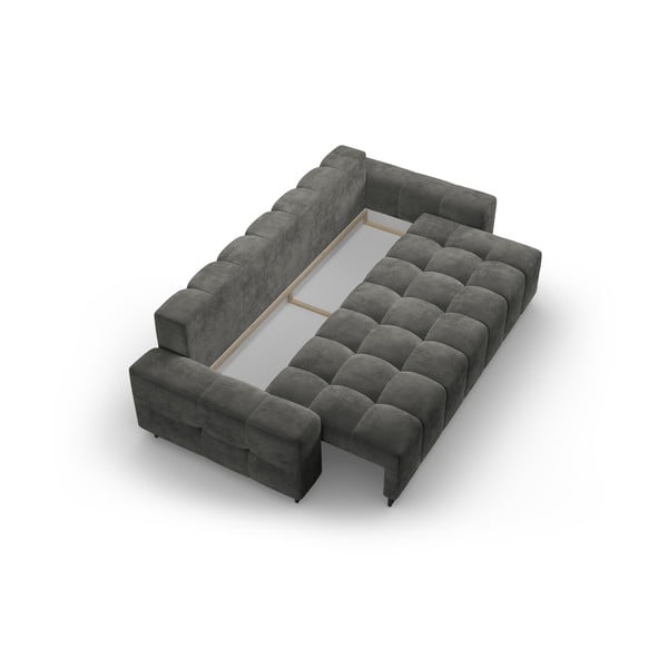 Siva žametna raztegljiva sedežna garnitura s prostorom za shranjevanje 250 cm Wicklow – Cosmopolitan Design-image-3