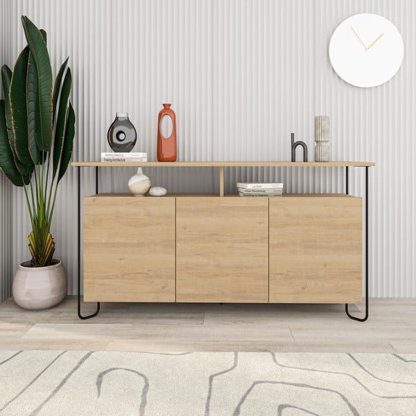 Nizka komoda v hrastovem dekorju 130x80 cm Dilly – Marckeric-image-1