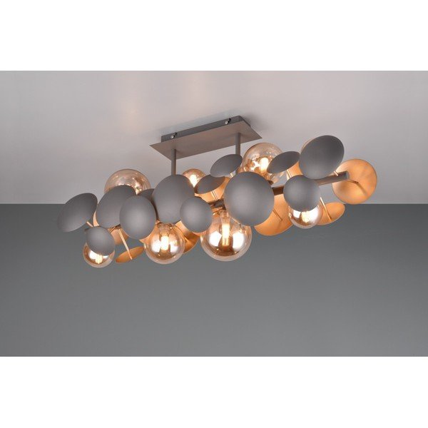 Siva/zlata stropna svetilka s steklenim senčnikom 76x22 cm Bubble – Trio Select-image-3