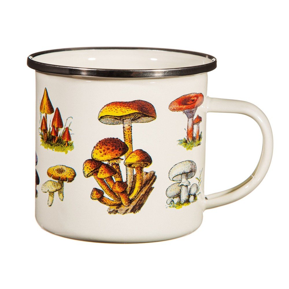 Kremno bela emajlirana otroška skodelica Vintage Mushroom