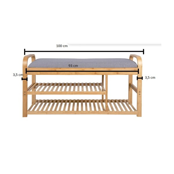 Sivo bambusovo stojalo za čevlje s klopjo - Leitmotiv-image-4
