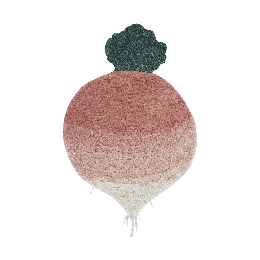 Rožnata pralna ročno tkana bombažna otroška preproga 100x150 cm Ramona the Radish