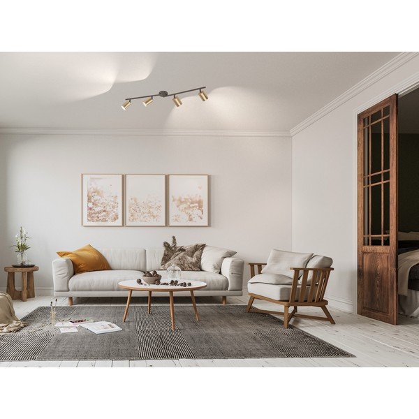 Črno-zlata stropna svetilka s kovinskim senčilom ø 8 cm Vano – Fischer & Honsel-image-1