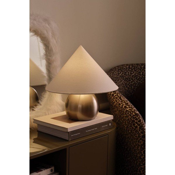 Bela/v sijajno srebrni barvi tekstilna namizna svetilka (višina 38 cm) Connie – Ellos Home-image-1