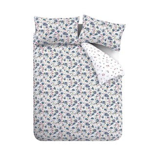 Bela/modra flanelna podaljšana posteljnina za zakonsko posteljo 230x220 cm Ophelia Floral – Bianca