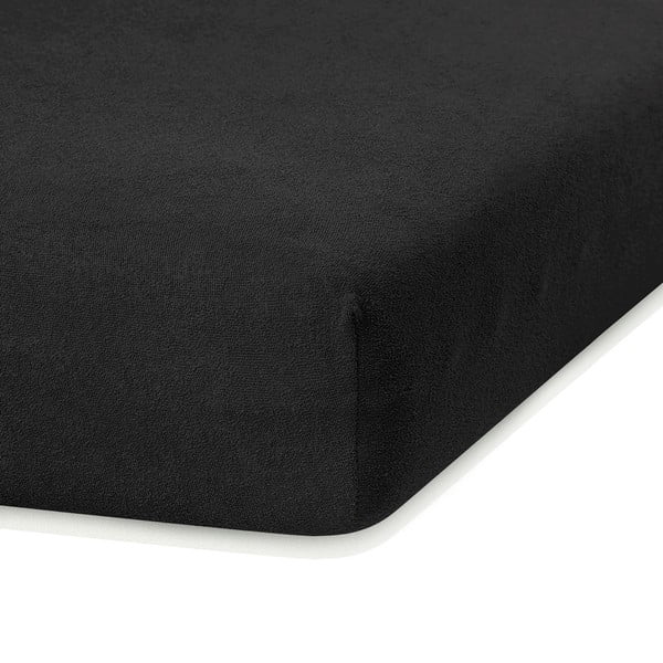 Črna napenjalna rjuha iz frotirja 240x220 cm Ruby – AmeliaHome-image-1