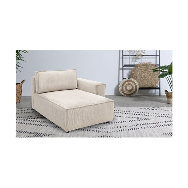 Kremno bel modul za sedežno garnituro iz rebrastega žameta (desni kot) Nihad modular – Bobochic Paris-image-1