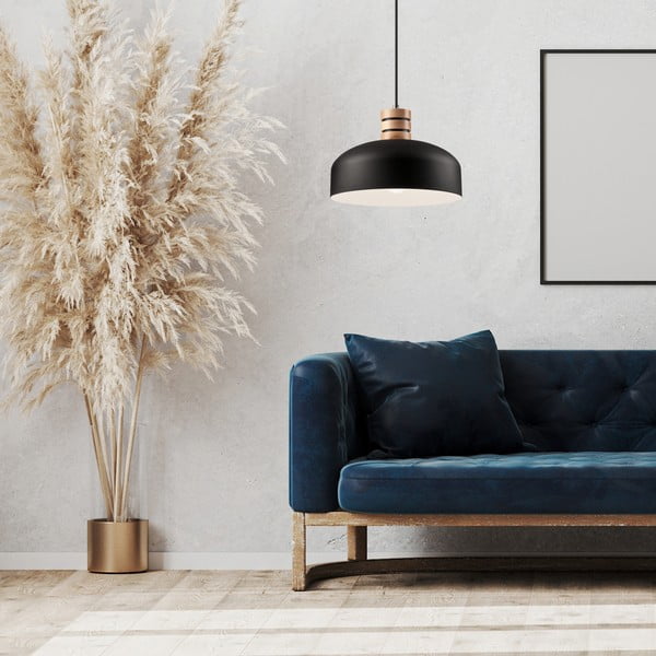 Črna viseča svetilka s kovinskim senčilom ø 30 cm Cosmo – LAMKUR-image-2