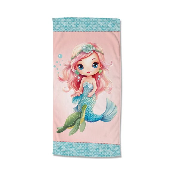 Modra/rožnata otroška žametna brisača za na plažo 75x150 cm Alisse – Good Morning