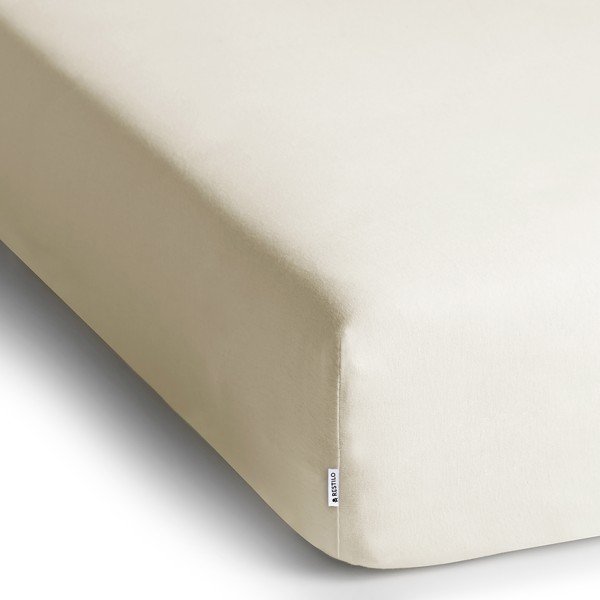 Bela/kremno bela napenjalna rjuha iz jerseyja 160x200 cm Amber – Restilo-image-2