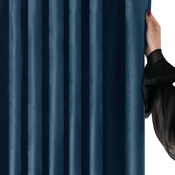 Modra žametna zavesa za delno zatemnitev 265x175 cm Velto – Filumi-image-2
