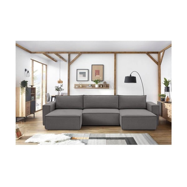 Siva kotna sedežna garnitura (v obliki črke "U") Nihad – Bobochic Paris-image-1