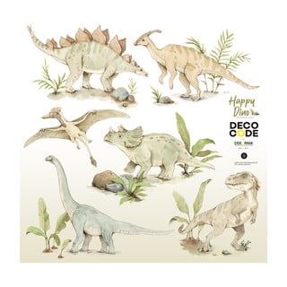 Komplet otroških stenskih nalepk z motivi dinozavrov Dekornik Happy Dino, 100 x 100 cm