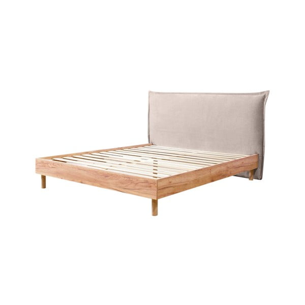 Bež/naravna zakonska postelja z letvenim dnom 160x200 cm Charlie – Bobochic Paris