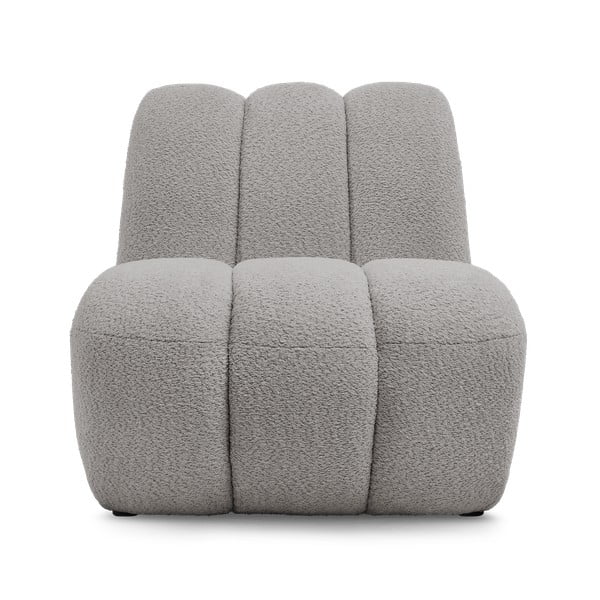 Svetlo siv fotelj iz tkanine bouclé Janissaire – Bobochic Paris-image-3