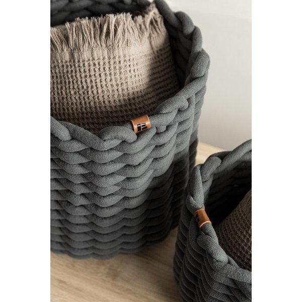 Tekstilna košara ø 25x25 cm Peach Skin Round M – Bigso-image-3