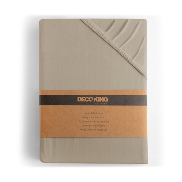 Svetlo rjava napenjalna rjuha iz jerseyja 220x200 cm Amber – Restilo-image-4