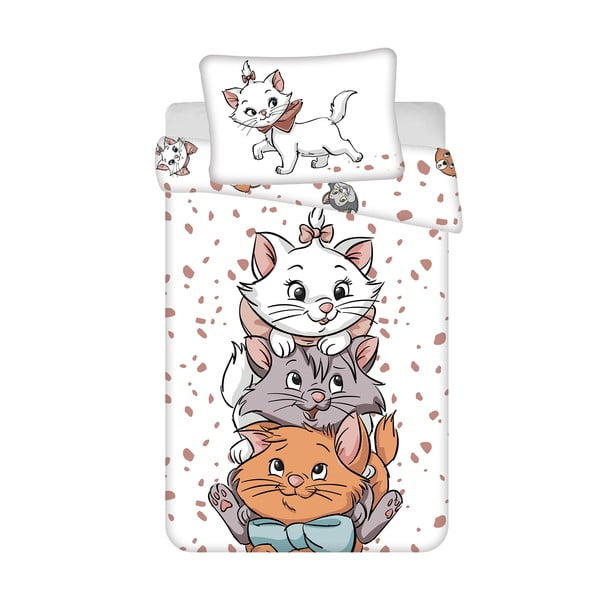 Bela bombažna otroška posteljnina za otroško posteljico 100x135 cm Marie Cat "Friends" – Jerry Fabrics