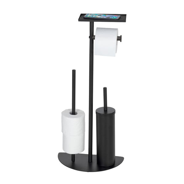 Črno jekleno stojalo za WC papir z WC ščetko Cosenza – Wenko-image-2